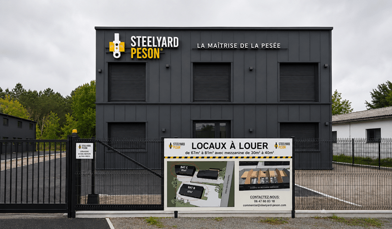 SIGN by GRAPHICS Vue de face d’une enseigne lumineuse LED sur mesure STEELYARD PESON