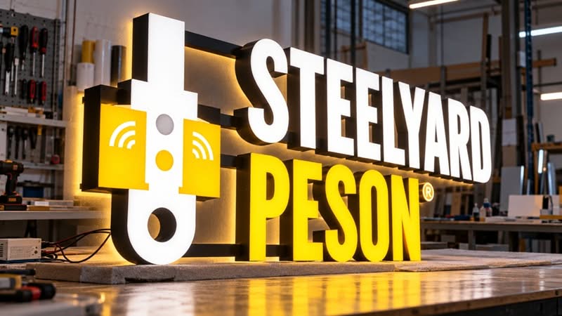 Enseigne lumineuse LED STEELYARD PESON avec éclairage face et rétroéclairage